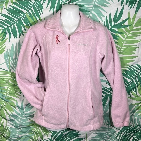 Columbia Fleece Pink Breast Cancer Awareness zip up in women's size S. - Picture 2 of 12